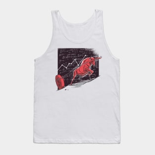 Bull pulling Bitcoin - Funny Crypto Design Tank Top